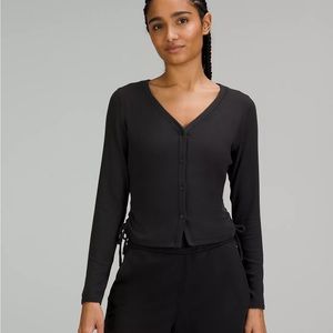 Women's Black V-Neck Button-Up Top